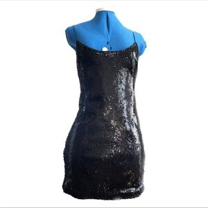 Black sequined going out dress